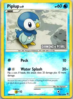 Pokemon TCG Piplup Common Reverse Holo Diamond and Pearl 93/130 HP - Image 1