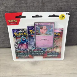 Pokemon TCG Scarlet & Violet Temporal Forces Triple Blister Pack - Cleffa Promo - Image 1