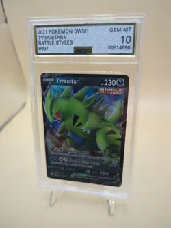 2021 Tyranitar V Pokemon SWSH Battle Styles #97 AGS 10 GEM MT - Image 1