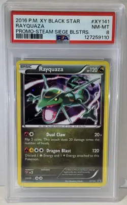 2016 Pokemon XY Rayquaza Black Star Promo Steam Siege Blister #XY141 PSA 8 NM-MT - Image 1