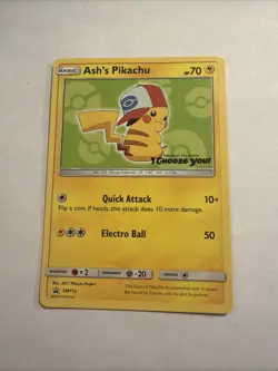 Pokemon Ash's Pikachu SM112 Promo Regular SM 2017 English Mod+LP- - Image 1