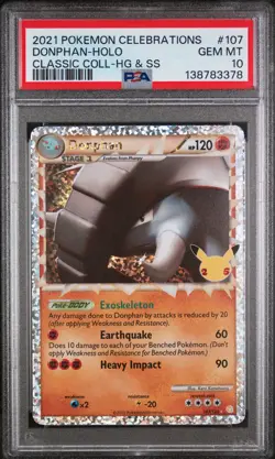 2021 POKEMON CELEBRATIONS CLASSIC COLL #107 DONPHAN-HOLO PSA 10 - Image 1