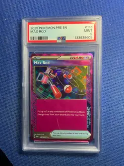 2025 POKEMON PRE EN Max Rod #116/131 Prismatic Evolutions Pokemon PSA 9 - Image 1