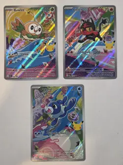 Pokemon TCG First Partner Illustration Collection Popplio 45 Litten 44 rowlet 43 - Image 1