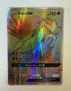 Entei GX Secret Rare Full Art Holo 74/73 Shining Legends Pokemon Card - Image 1