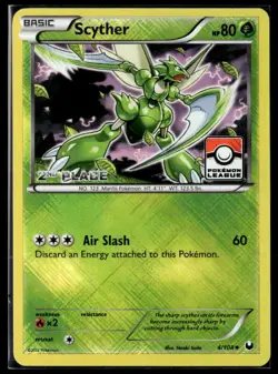 EXC-NM Reverse Holo Scyther #004/108 2nd Place (League & Championship Cards) - Image 1
