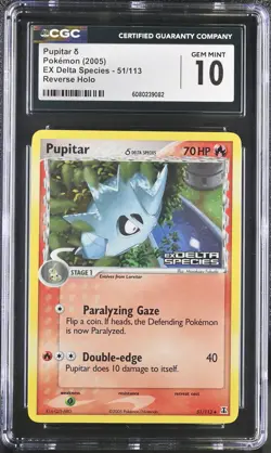 CGC 10 Pupitar EX Delta Species 51/113 Reverse Holo Stamped Pokemon Card - Image 1