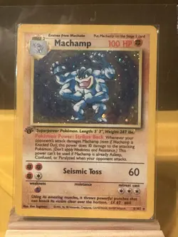 Machamp Base Set 8/102 - 1st Edition Holo Rare Card - Pokemon Card TCG - LP/MP - Image 1