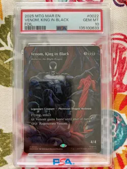 2025 MTG MARVEL'S SPIDER-MAN: SOURCE MAT FOIL #0022 VENOM, KING IN BLACK PSA 10 - Image 1