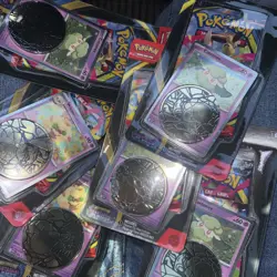 7 Pokemon Phantasmal Flames Booster Packs With Coin And Foil Sealed - Image 1