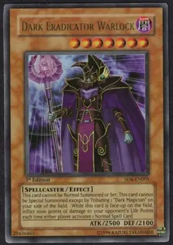 Yugioh Dark Eradicator Warlock SD6-EN001 Ultra Rare 1st Ed - MP - Image 1
