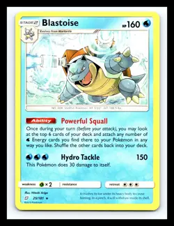 💥 Pokemon TCG Blastoise 25/181 Non Holo Rare Team Up - Image 1