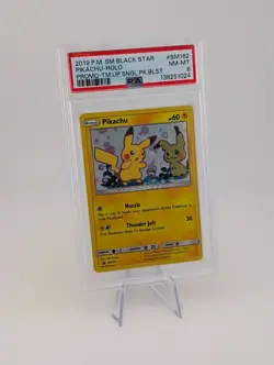 Pikachu Mimikyu Holo Team Up Promo 2019 Black Star Pokemon SM162 -PSA 8 - Image 1