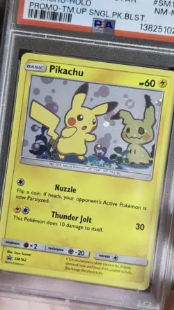 Pikachu Mimikyu Holo Team Up Promo 2019 Black Star Pokemon SM162 -PSA 8 - Image 2