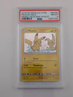 Pikachu Mimikyu Holo Team Up Promo 2019 Black Star Pokemon SM162 -PSA 8 - Image 3