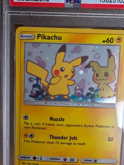 Pikachu Mimikyu Holo Team Up Promo 2019 Black Star Pokemon SM162 -PSA 8 - Image 5