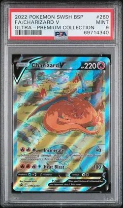 2022 POKEMON SWSH BLACK STAR PROMO #260 FULL ART/CHARIZARD V PSA 9 - Image 1