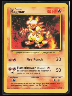 Magmar 036/102 Base Set Vintage WOTC Pokemon TCG LP/NM - Image 1