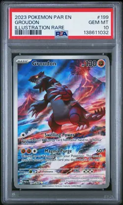 2023 POKEMON PAR EN-PARADOX RIFT ILLUSTRATION RARE #199 GROUDON PSA 10 - Image 1