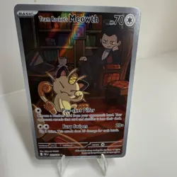 Pokemon Team Rocket's Meowth Illustration Rare Holo 203/182 Destined Rivals HP … - Image 1