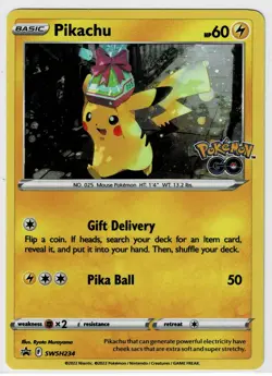 Pikachu SWSH234 Pokemon Pokemon Go Black Star Promo Cosmos Holo - Image 1