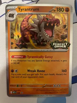 Pokemon TCG Tyrantrum Perfect Order Prerelease Black Star Promo MEP 066 LP - Image 1