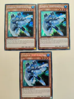 3x Elemental HERO Bubbleman SGX2-ENA08 Secret Rare 1st Edition VLP - Image 1