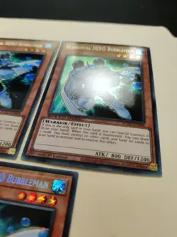 3x Elemental HERO Bubbleman SGX2-ENA08 Secret Rare 1st Edition VLP - Image 3