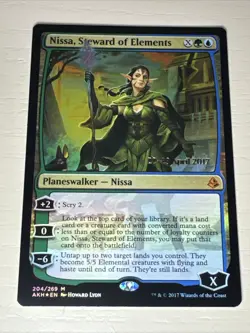 Pack Fresh Prerelease Promo Nissa Steward Of Elements Misprint Date Seen Through - Image 1