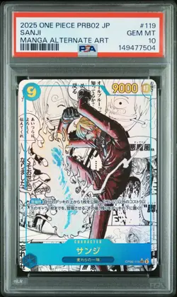 2025 ONE PIECE JAPANESE PRB02-PREMIUM BOOSTER MANGA ALT ART #119 SANJI PSA 10 - Image 1