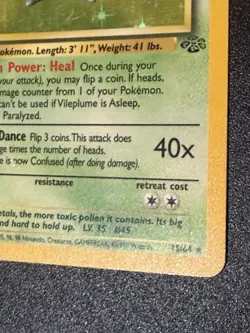 Pokemon TCG Vileplume Holo Rare Jungle 15/64 Unlimited Card 1999 - Image 4