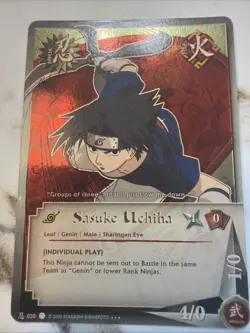 Naruto CCG Sasuke Uchiha holo super rare collectible card near mint or better - Image 2