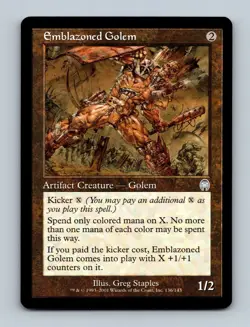 Magic The Gathering MTG Emblazoned Golem 136/143 (Silver) Apocalypse Card 2001 - Image 1