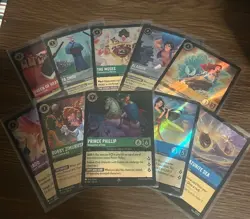 Lorcana Bundle 10 cards Cold Foils- including Prince Phillip, Bobby, Iago + more - Image 1