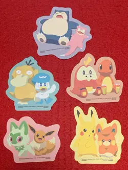 Pokemon Namco Sticker Japanese Seal Complete 5Set Pikachu Eevee Snorlax Pawmi - Image 1