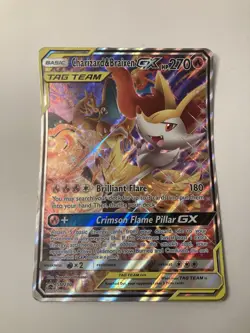 Pokemon TCG Charizard and Braixen GX Tag Team Holo Black Star Promo SM230 LP BIG - Image 1