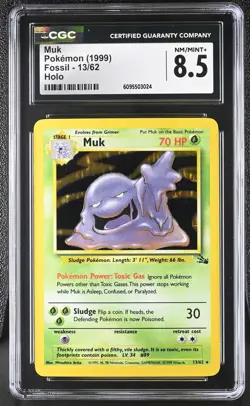 CGC 8.5 Muk 13/62 Holo Fossil Pokemon Card - Image 1