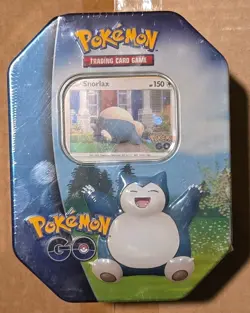 2022 Pokemon TCG Pokemon GO Tin Snorlax 4 Packs 2 Foil + Stickers Sealed - Image 1
