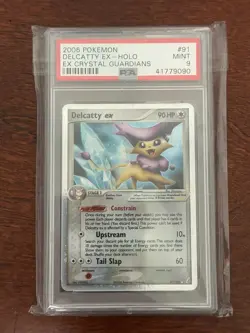 2006 POKEMON EX CRYSTAL GUARDIANS #91 DELCATTY EX-HOLO PSA 9 - Image 1