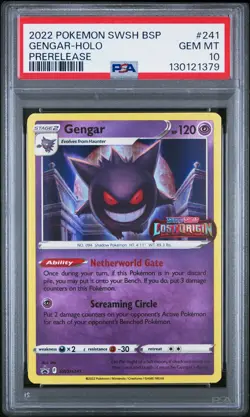 2022 POKEMON SWSH BLACK STAR PROMO PRERELEASE #241 GENGAR-HOLO PSA 10 - Image 1