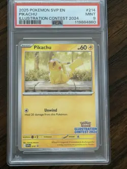 2025 Pokemon SVP Pikachu Illustration Contest Card PSA 9 Mint - Image 1