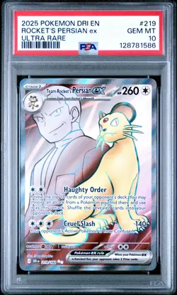 2025 POKEMON DRI EN-DESTINED RIVALS ULTRA RARE TEAM ROCKET'S PERSIAN EX PSA 10 - Image 1