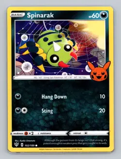 Spinarak 102/189 (Trick or Trade Stamped) Darkness Ablaze Common Pokemon TCG - Image 1