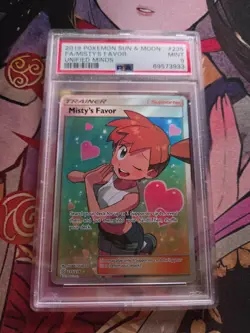 2019 POKEMON - SUN & MOON UNIFIED MINDS #235 FULL ART/MISTY'S FAVOR - PSA 9 - Image 1
