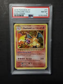 Pokemon Charizard 11/108 Evolutions Holo Rare PSA 8 2016 English TCG - Image 1