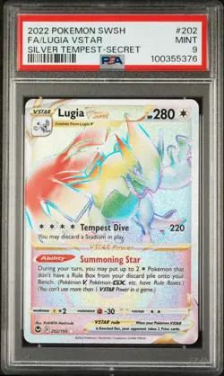 2022 POKEMON SWORD & SHIELD SILVER TEMPEST SECRET FULL ART/LUGIA VSTAR PSA 9 - Image 1