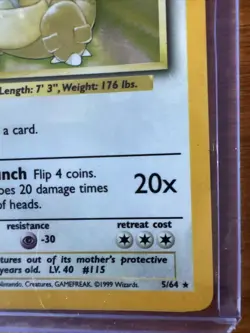 Pokemon TCG Kangaskhan Jungle Holo Card 5/64 Unlimited Rare, LP-NM Condition - Image 4