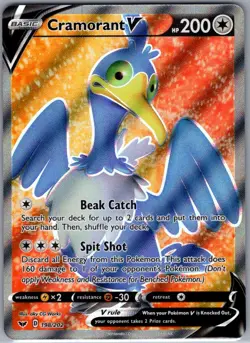 Cramorant V (Full Art) 198/202 Sword & Shield Base Set - Pokemon Card - NM - Image 1