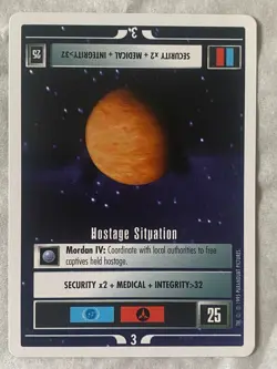 Star Trek CCG 1E INTRO 2-Player Game HOSTAGE SITUATION Rare Card NEVER PLAYED - Image 1