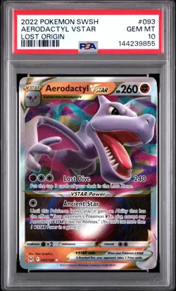 PSA GEM MT 10 - 2022 POKEMON SWORD & SHIELD LOST ORIGIN 093 AERODACTYL VSTAR - Image 1
